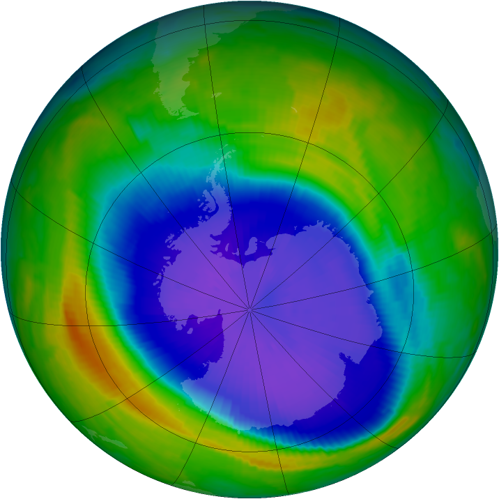 Antarctic ozone map for 21 September 1997